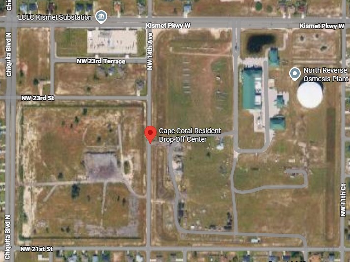 Map of Cape Coral Resident Bulk Waste Drop-Off Site at 1200 Kismet Parkway